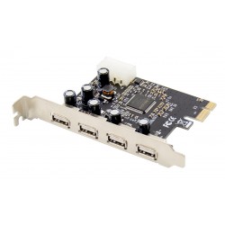 POWERTECH κάρτα επέκτασης PCIe σε 4x USB 2.0 ST622, 480Mbps, ASIX MCS9990