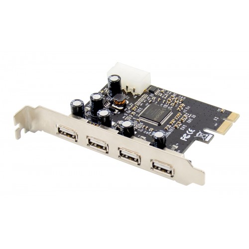 POWERTECH κάρτα επέκτασης PCIe σε 4x USB 2.0 ST622, 480Mbps, ASIX MCS9990