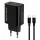 POWERTECH φορτιστής τοίχου PT-1637 με καλώδιο, USB/USB-C, 20W, μαύρος