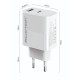 POWERTECH φορτιστής τοίχου PT-1636 με καλώδιο, USB/USB-C, 30W, GaN, λευκός
