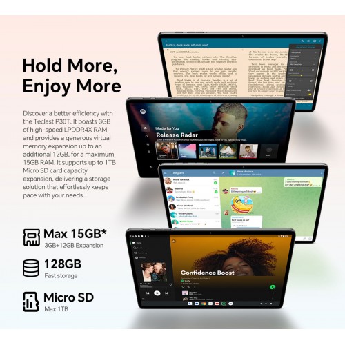 TECLAST tablet P30T με πληκτρολόγιο/στυλό αφής/θήκη, 10.1", 3/128GB, Android 16, 6000mAh, γκρι