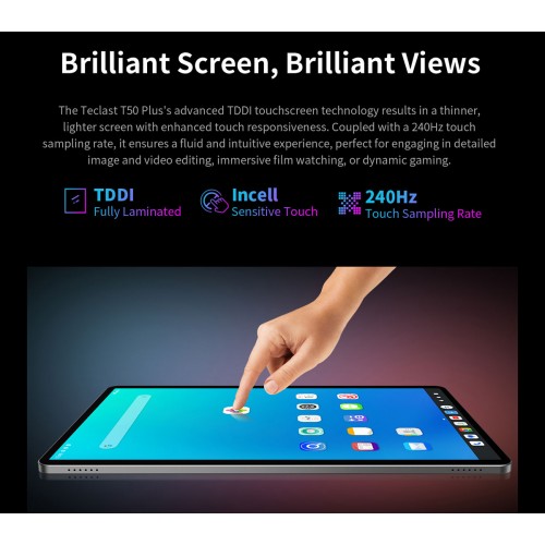 TECLAST tablet T50 Plus με πληκτρολόγιο/στυλό αφής/θήκη, 10.95", 8/128GB, 4G, Android 16, 8000mAh, γκρι