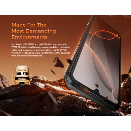 OUKITEL smartphone WP68 Air, 6.88", 12/512GB, 5G, 8000mAh, IP68/IP69K/MIL-STD-810H, πορτοκαλί