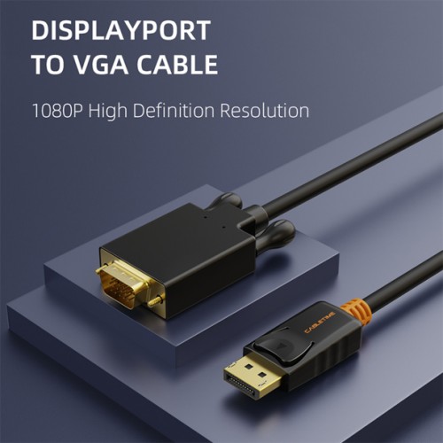 CABLETIME καλώδιο DisplayPort σε VGA CT-AV585-04G, 1080p, 1.8m, μαύρο