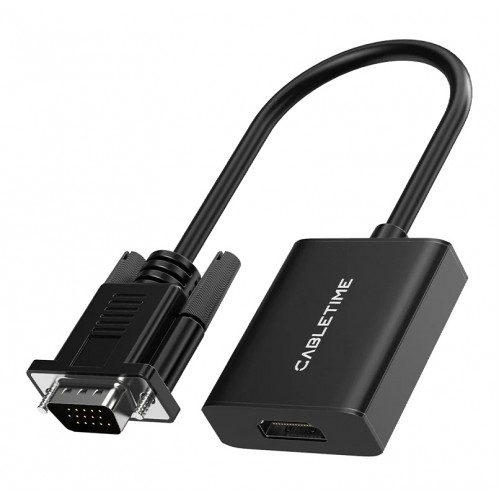 CABLETIME αντάπτορας VGA σε HDMI CT-AV582-VGAH με 3.5mm & micro USB, 1080p/60Hz, μαύρος