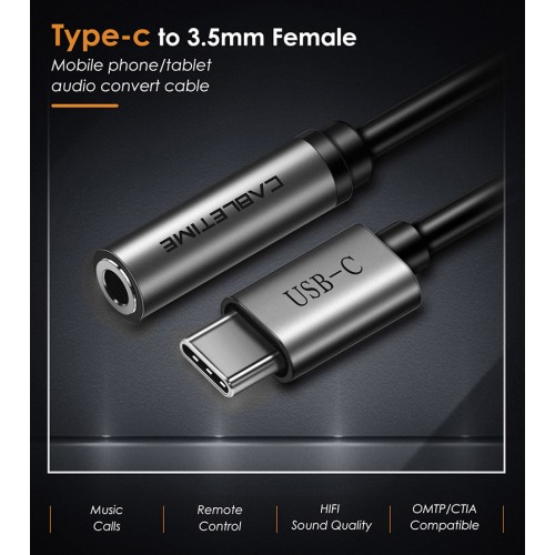 CABLETIME αντάπτορας USB-C σε 3.5mm CT-CMAUDIO, γκρι