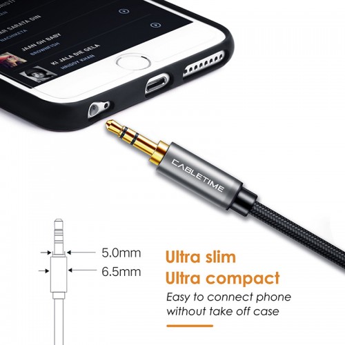 CABLETIME καλώδιο ήχου 3.5mm σε 2x RCA CT-AV314-P12G, 5m, μαύρο