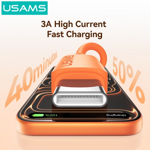 USAMS καλώδιο USB-C σε USB SJ786, σιλικόνης, 3A, 480Mbps, 1m, μαύρο